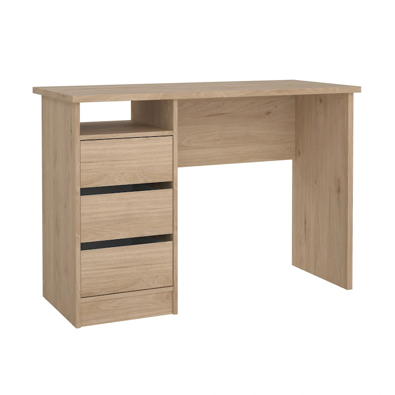 Modern Home Office Writing Desk with Three Drawers and Shelf