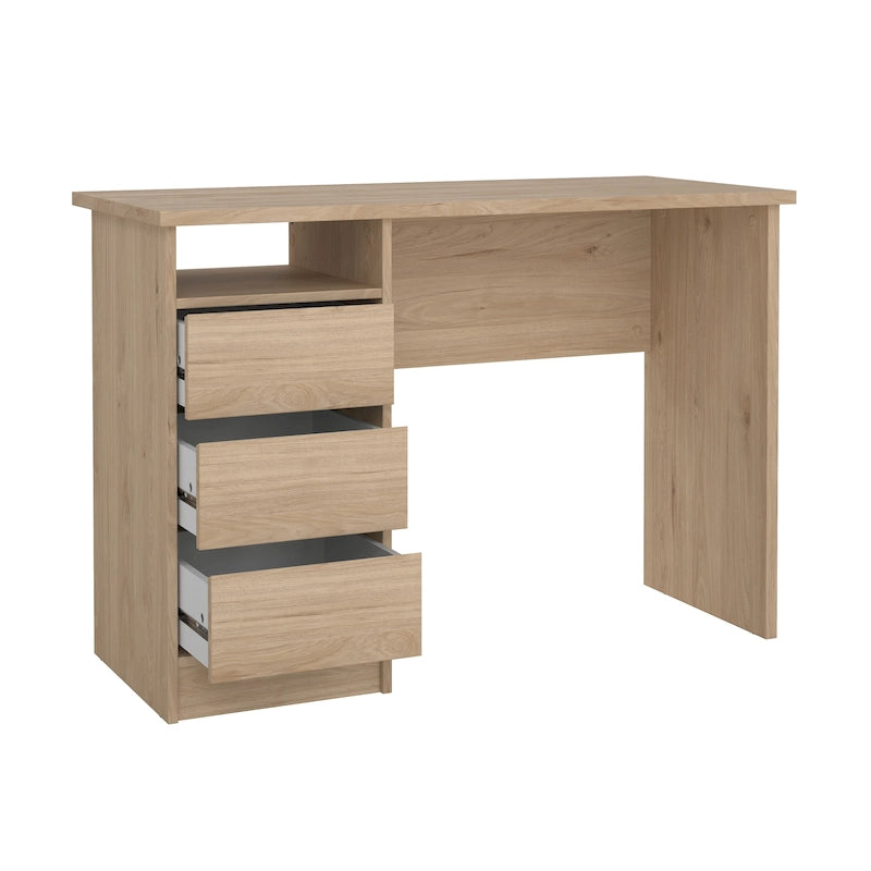 Modern Home Office Writing Desk with Three Drawers and Shelf