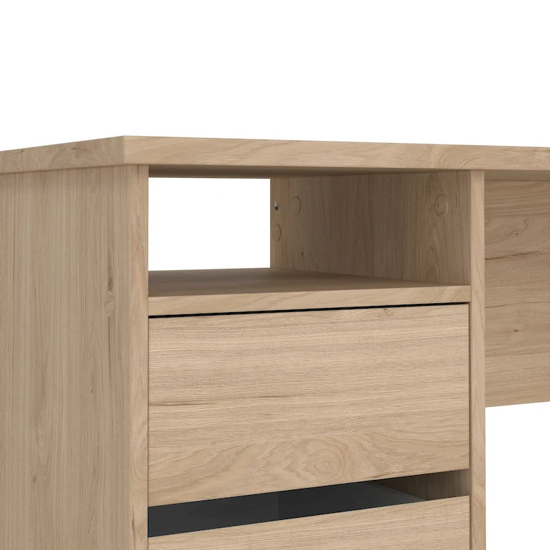 Modern Home Office Writing Desk with Three Drawers and Shelf