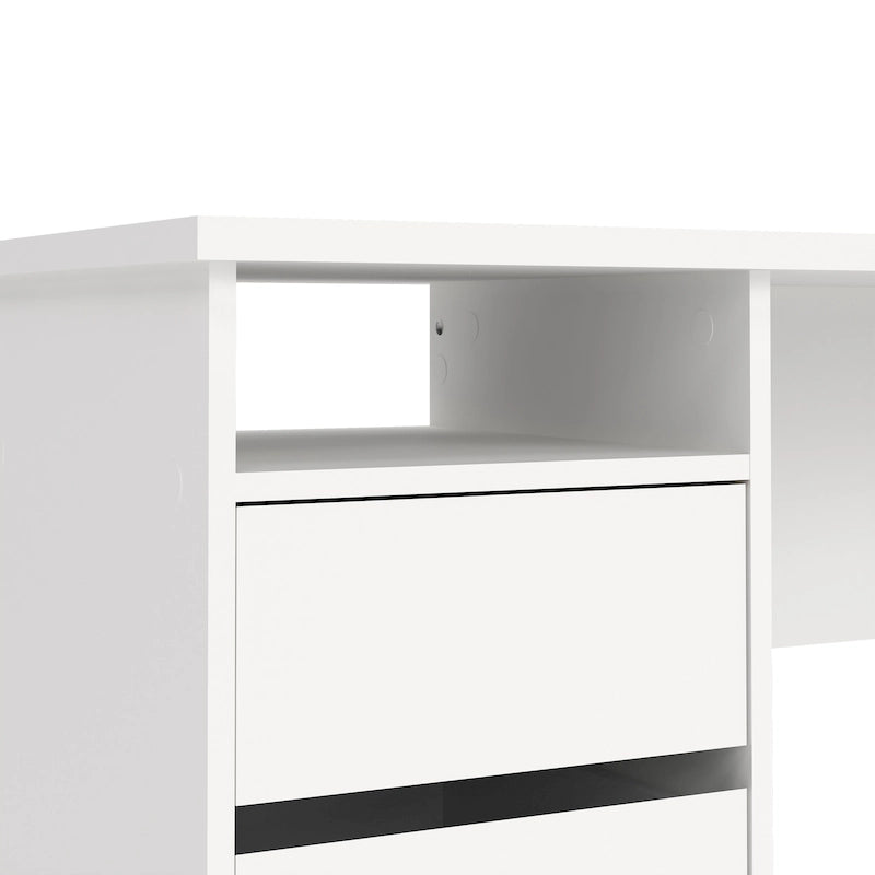 Bureau d’écriture moderne pour bureau à domicile avec trois tiroirs et une étagère