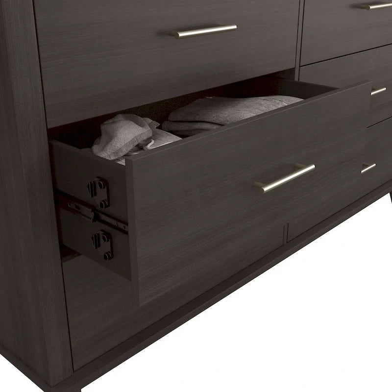 Testiera a pannelli effetto venatura del legno in stile transizionale, con altezza regolabile e finiture neutre