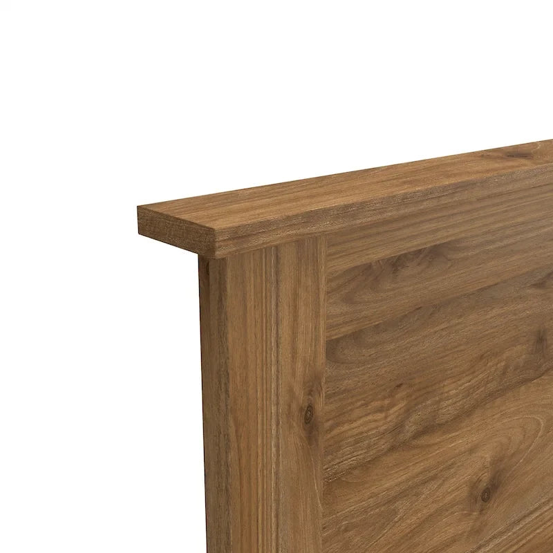 Testiera a pannelli effetto venatura del legno in stile transizionale, con altezza regolabile e finiture neutre