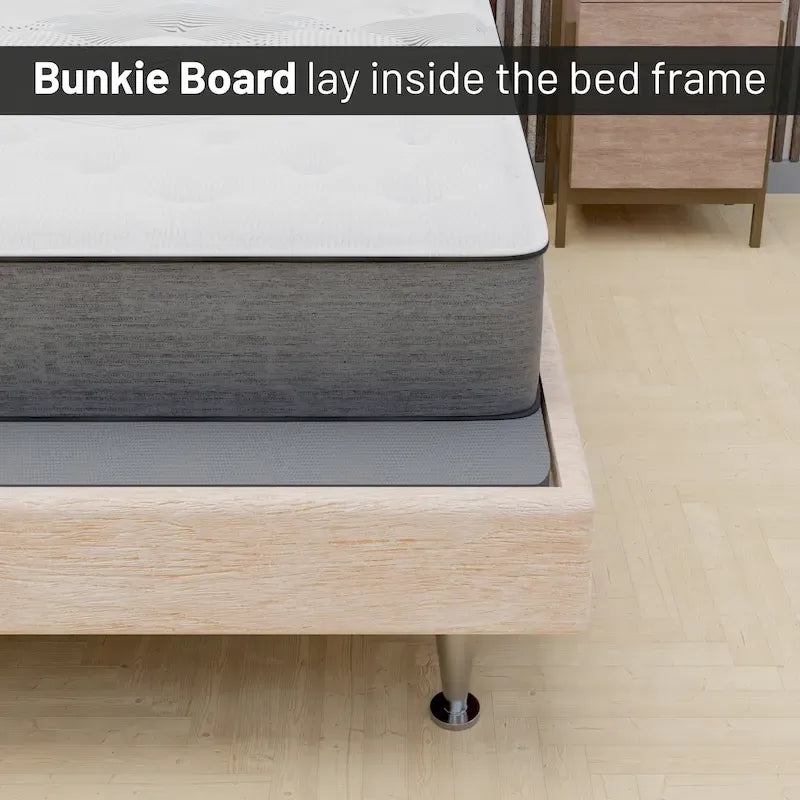 Gray Fabric Covered Bunkie Board for Firm Mattress Bed Support