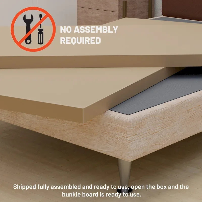 Gray Fabric Covered Bunkie Board for Firm Mattress Bed Support