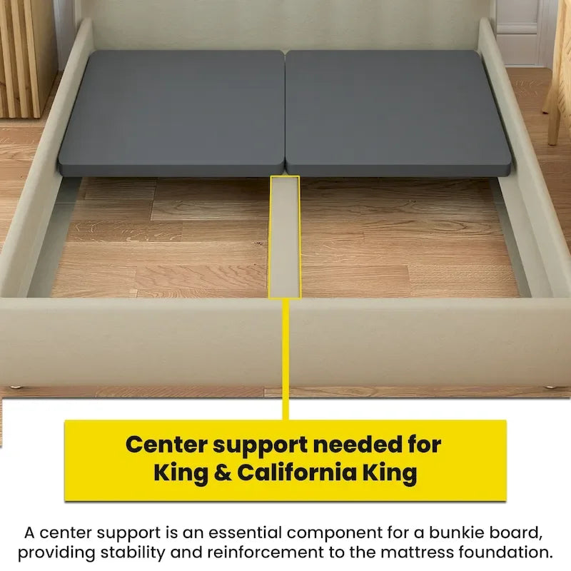 Gray Fabric Covered Bunkie Board for Firm Mattress Bed Support