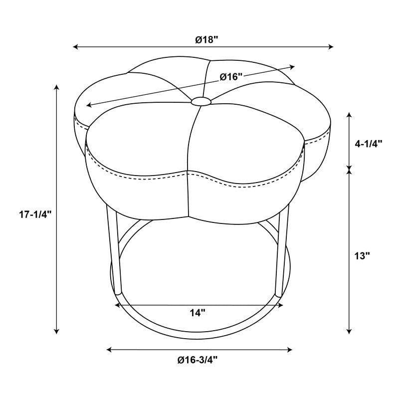 Sgabello moderno da toeletta a forma di fiore in velluto con base in metallo dorato