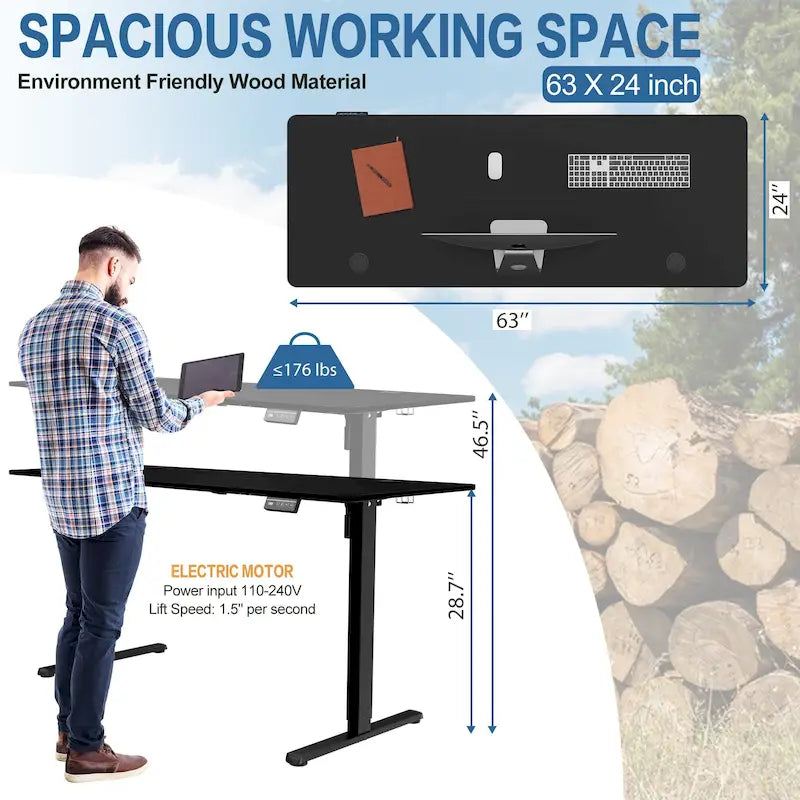 Modern elektrisch in hoogte verstelbaar sta-bureau met bedieningspaneel met geheugenfunctie