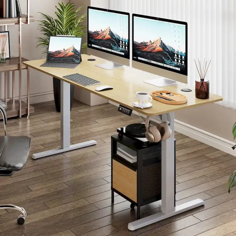 Modern elektrisch in hoogte verstelbaar sta-bureau met bedieningspaneel met geheugenfunctie