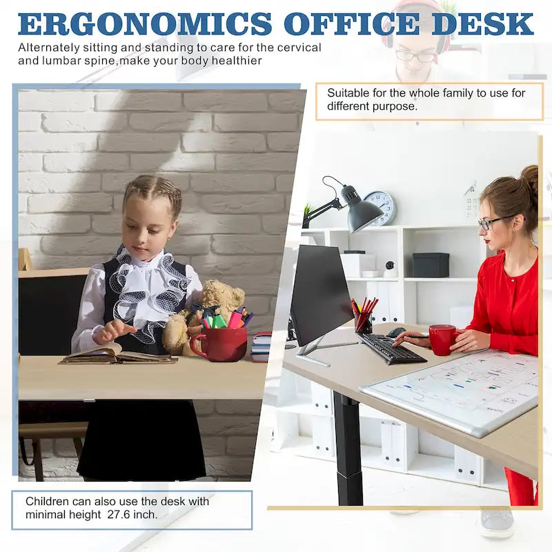 Modern elektrisch in hoogte verstelbaar sta-bureau met bedieningspaneel met geheugenfunctie