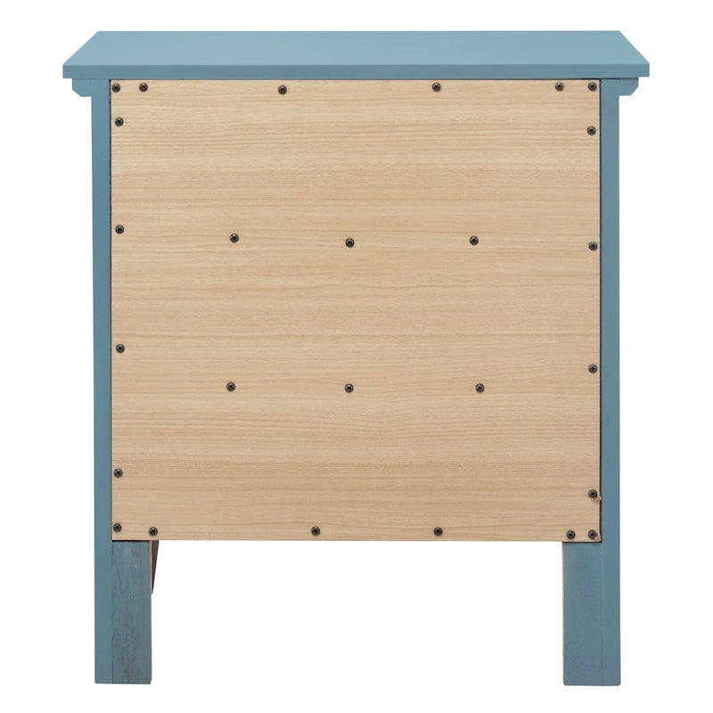 Classic Three Drawer Nightstand with Round Knobs and Bedroom Storage