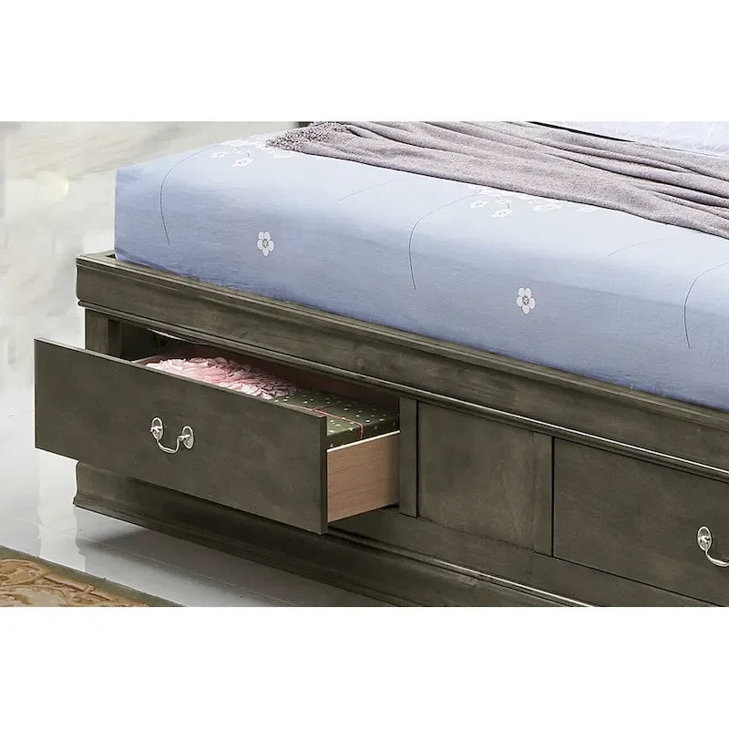 Traditional King Storage Platform Bed with Drawers and Bookcase Headboard