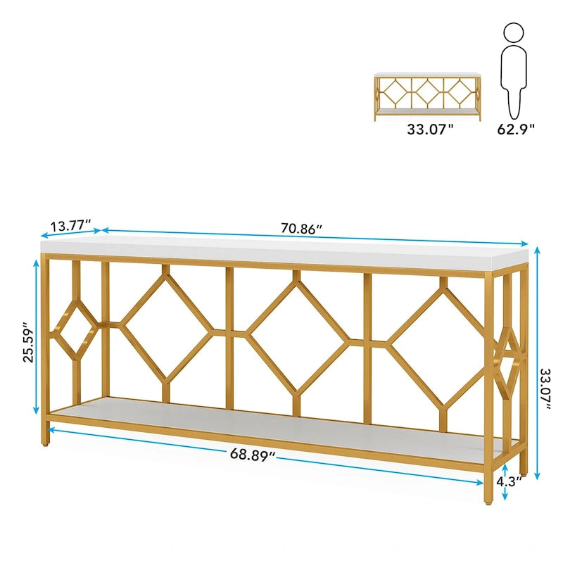 70.9 Inche Extral Long Console Sofa Accent Table for Entryway Living Room