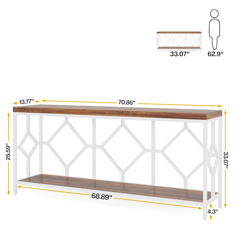 70.9 Inche Extral Long Console Sofa Accent Table for Entryway Living Room