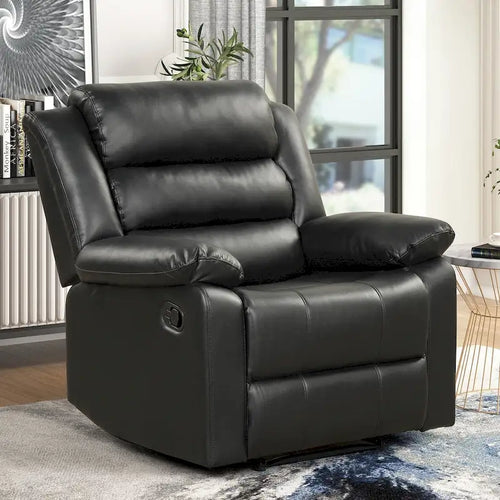 Breathable PU Leather Manual Recliner Chair with Overstuffed Arm and Back