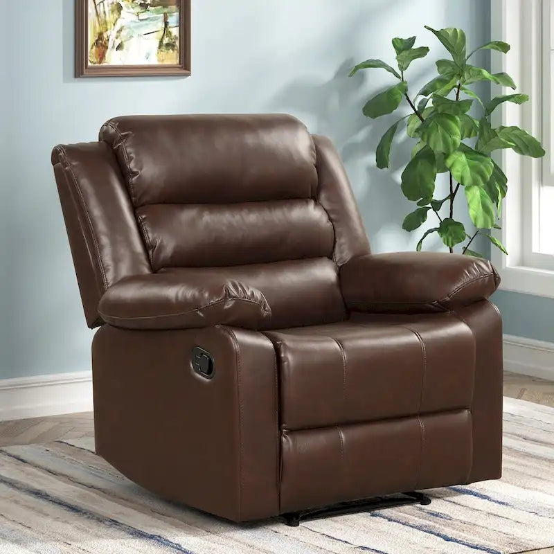 Fauteuil inclinable manuel en similicuir PU respirant avec accoudoirs et dossier rembourrés