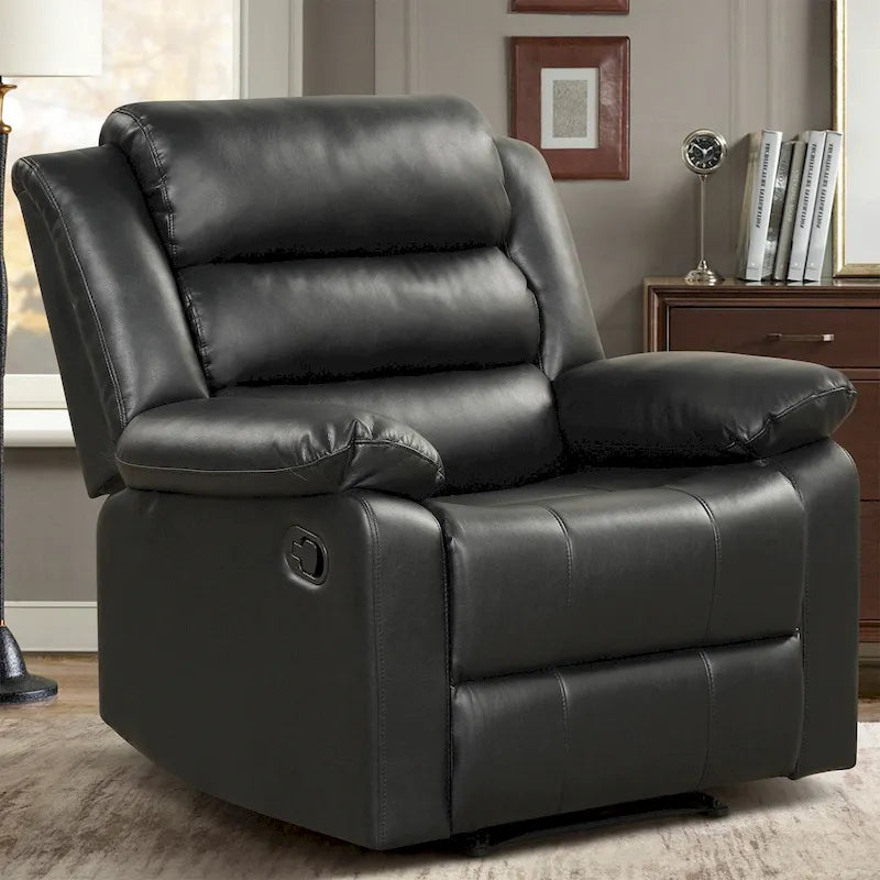 Fauteuil inclinable manuel en similicuir PU respirant avec accoudoirs et dossier rembourrés