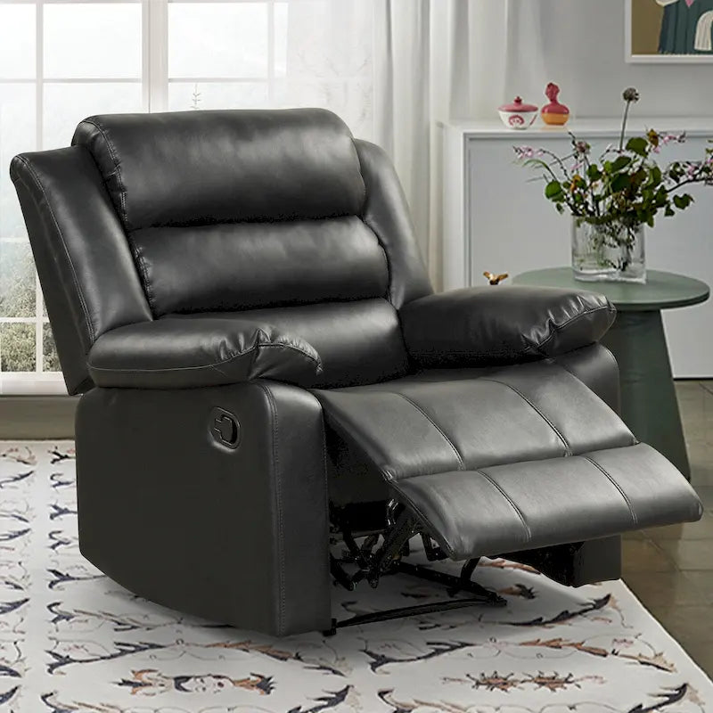 Fauteuil inclinable manuel en similicuir PU respirant avec accoudoirs et dossier rembourrés