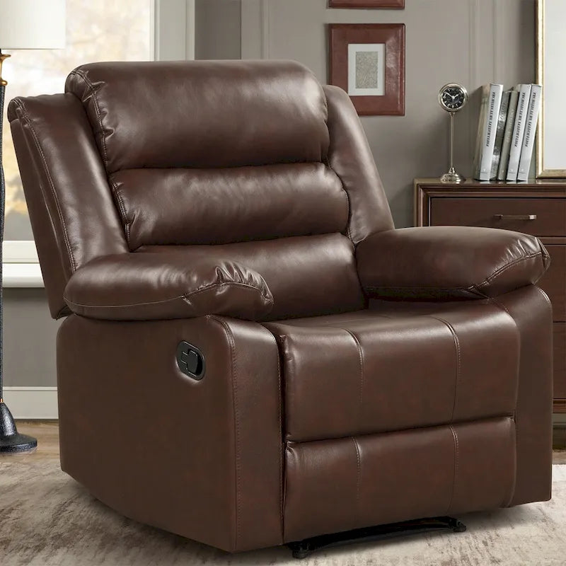 Fauteuil inclinable manuel en similicuir PU respirant avec accoudoirs et dossier rembourrés