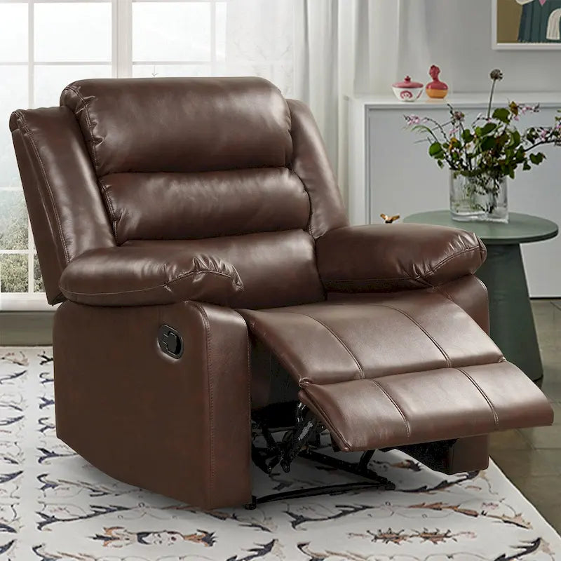 Fauteuil inclinable manuel en similicuir PU respirant avec accoudoirs et dossier rembourrés