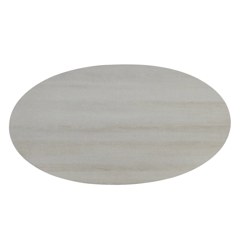 Modern-style oval wooden tiered coffee table