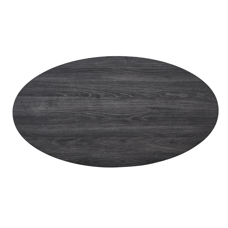 Modern-style oval wooden tiered coffee table