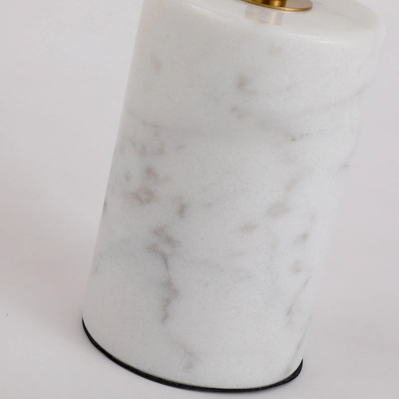 Round End Table with Marble Base, Circular Accent Living Room or Bedside Side Table