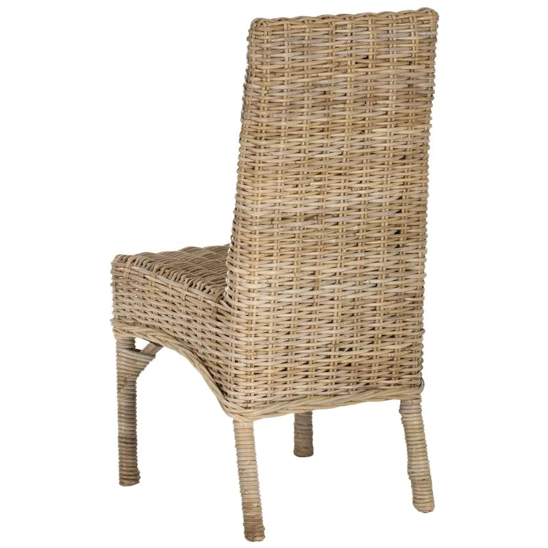 Chaise de salle à manger en rotin naturel tressé, avec dossier haut et bois de manguier