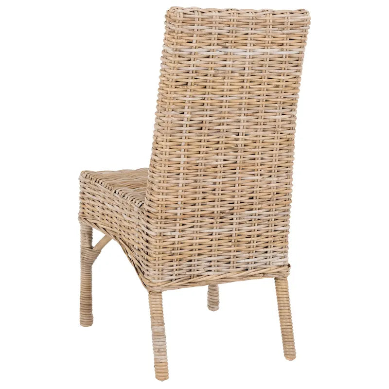 Chaise de salle à manger en rotin naturel tressé, avec dossier haut et bois de manguier