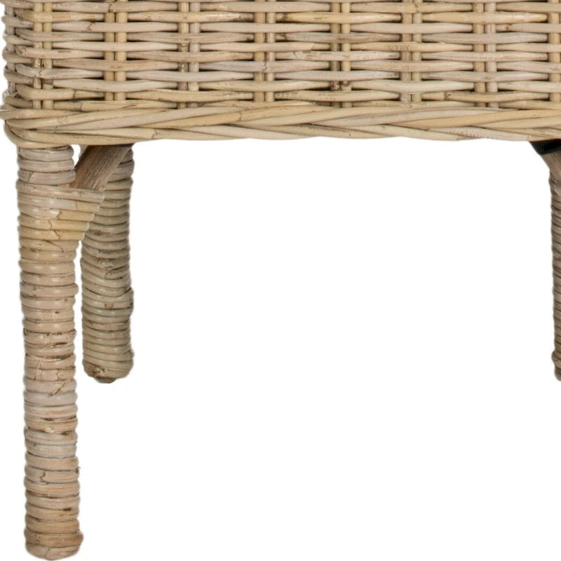 Chaise de salle à manger en rotin naturel tressé, avec dossier haut et bois de manguier