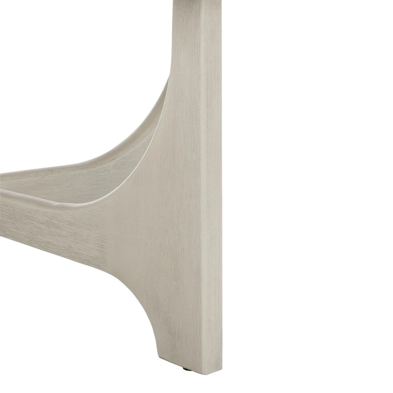 Runder Holzcouchtisch mit skulptural geschwungenem Trestelgestell im Mid-Century-Stil