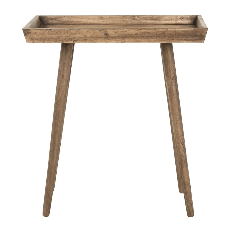 Modern Pine Wood Tray Top Accent Table with Tapered Legs