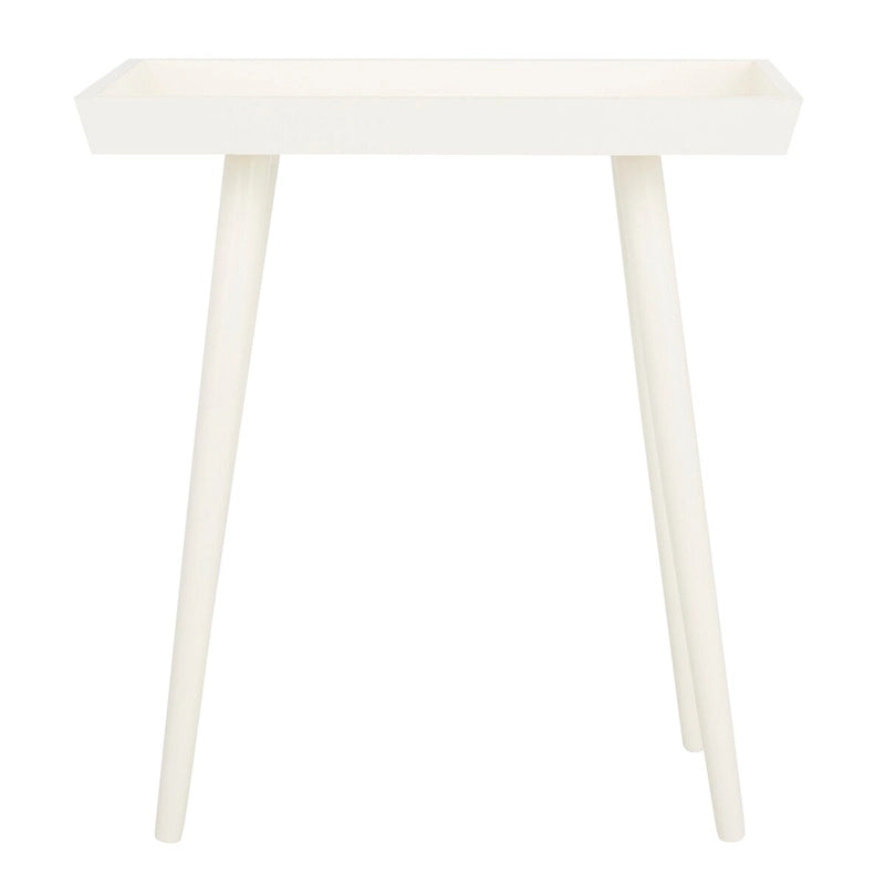 Modern Pine Wood Tray Top Accent Table with Tapered Legs
