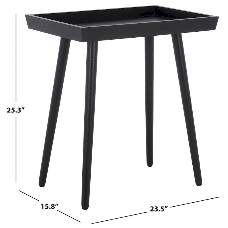 Modern Pine Wood Tray Top Accent Table with Tapered Legs