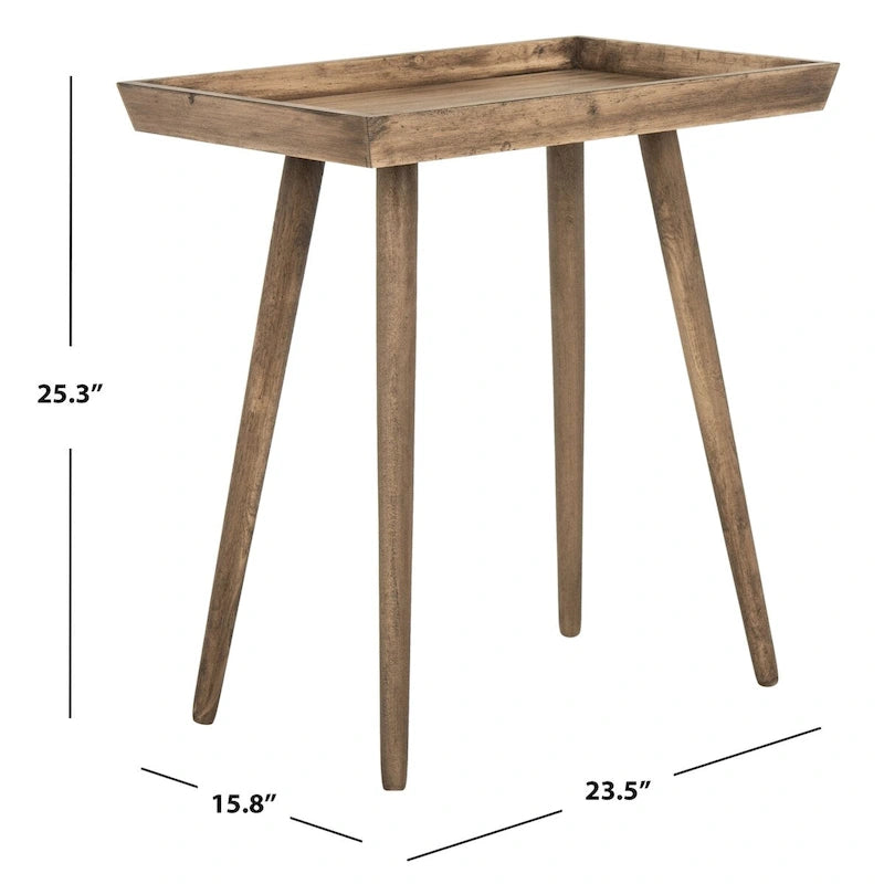 Moderner Beistelltisch aus Kiefernholz mit Tablettplatte und konischen Beinen