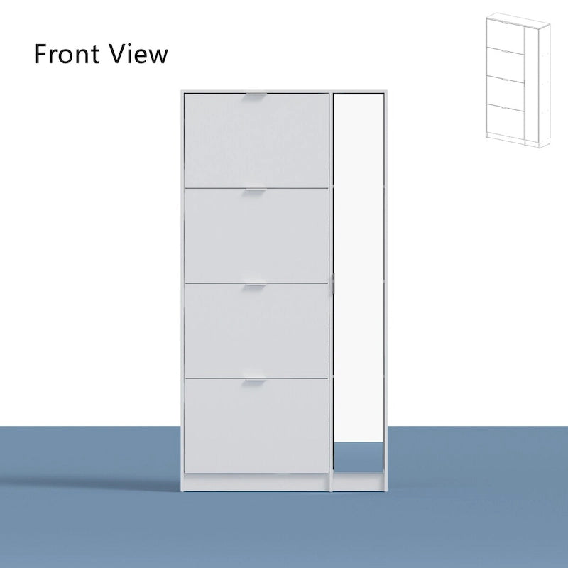 Shoe Organizer w/Mirror Elegant Space Enhancer Entryways Shoe Cabinet