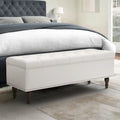 Tufted Upholstered Storage Bench with Nailhead Trim and Wooden Legs