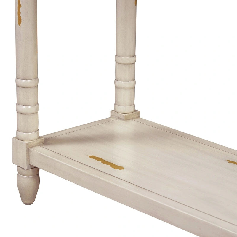 Rustic Wooden Console Table with Three Drawers and Lower Shelf