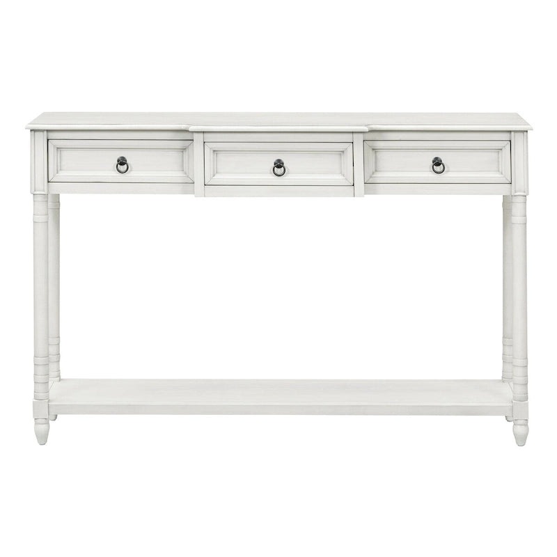 Rustic Wooden Console Table with Three Drawers and Lower Shelf