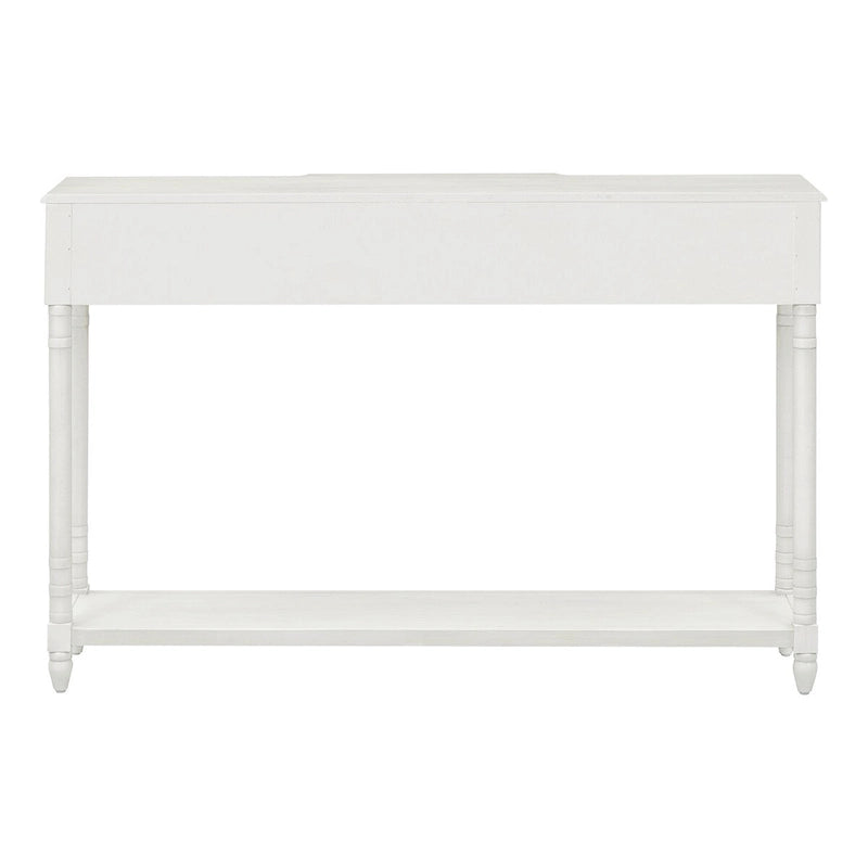 Rustic Wooden Console Table with Three Drawers and Lower Shelf