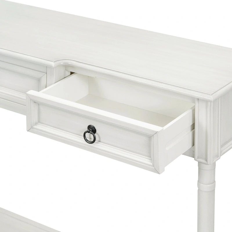 Rustic Wooden Console Table with Three Drawers and Lower Shelf