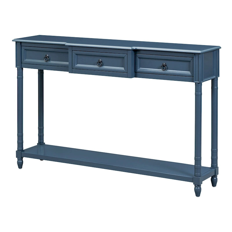 Rustic Wooden Console Table with Three Drawers and Lower Shelf