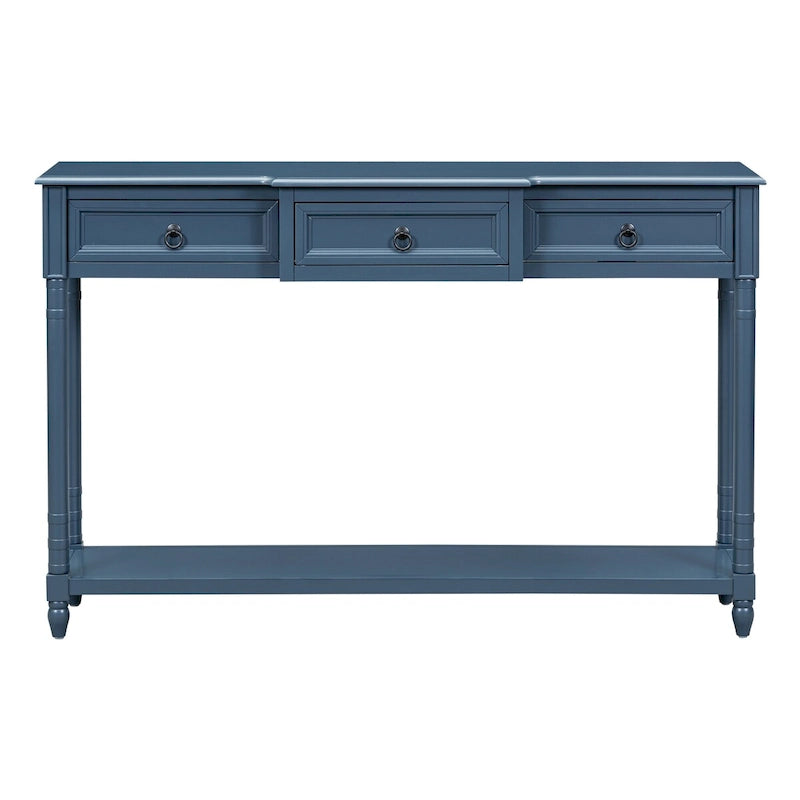 Rustic Wooden Console Table with Three Drawers and Lower Shelf
