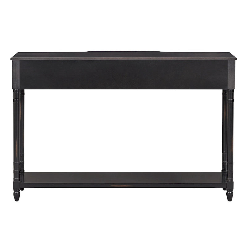 Rustic Wooden Console Table with Three Drawers and Lower Shelf