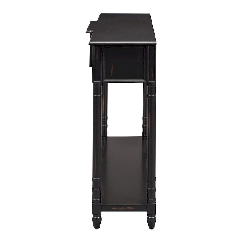 Rustic Wooden Console Table with Three Drawers and Lower Shelf