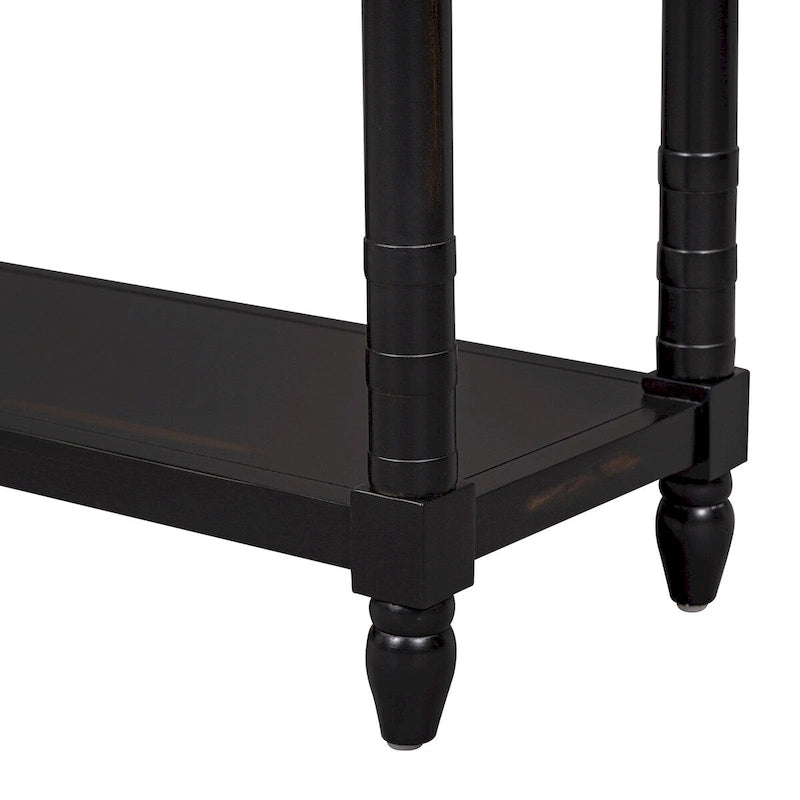 Rustic Wooden Console Table with Three Drawers and Lower Shelf