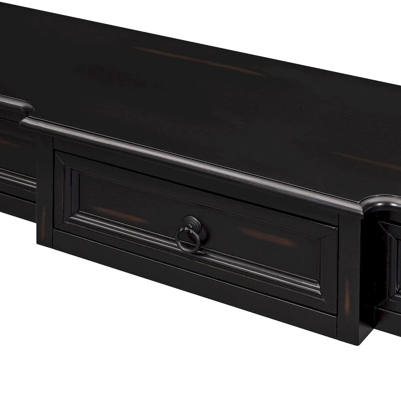 Rustic Wooden Console Table with Three Drawers and Lower Shelf
