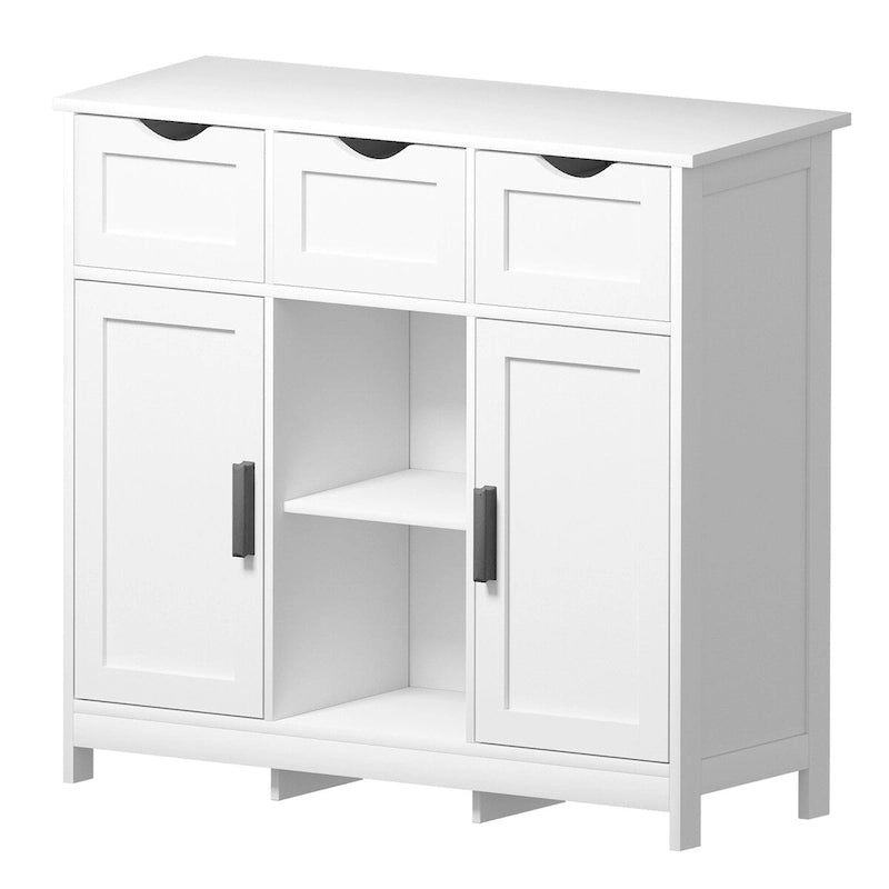 Classic Freestanding Storage Cabinet with Drawers and Adjustable Open Shelves